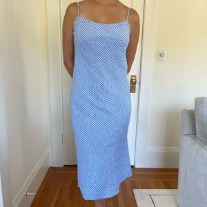J. Crew Light Blue and White Gingham Midi Slip Dress